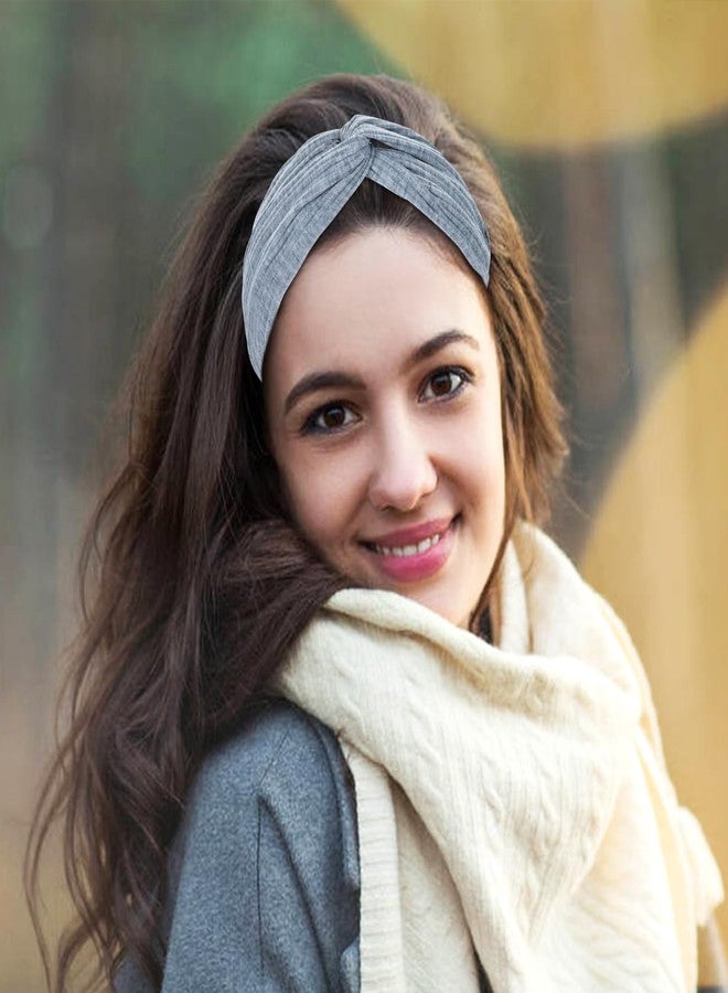 Dizila 10 Pack Super Soft Boho Plain Thin Running Sports Yoga Twist Knotted Headbands with Rubber Band Hair Bands Headwraps Accessories for Women Girls - Image 5